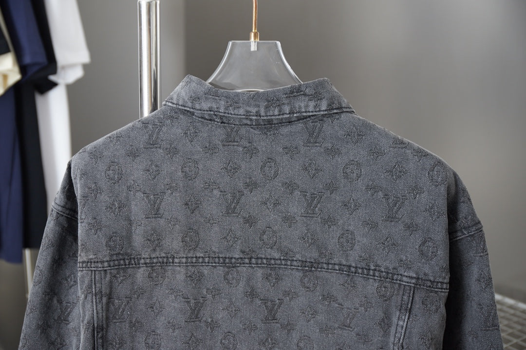 250729 New heavy-duty jacquard spray-painted denim jacket