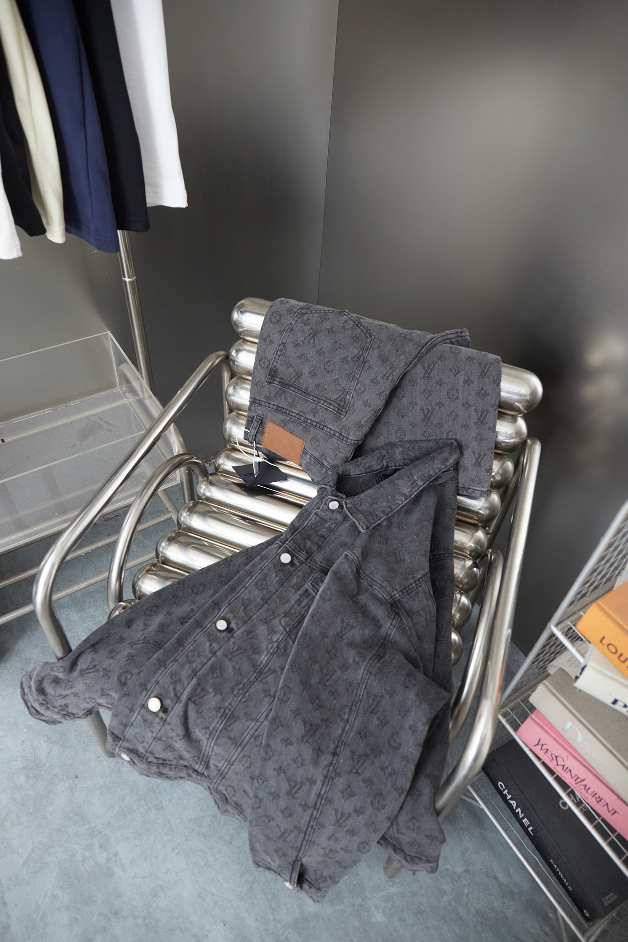 250729 New heavy-duty jacquard spray-painted denim jacket