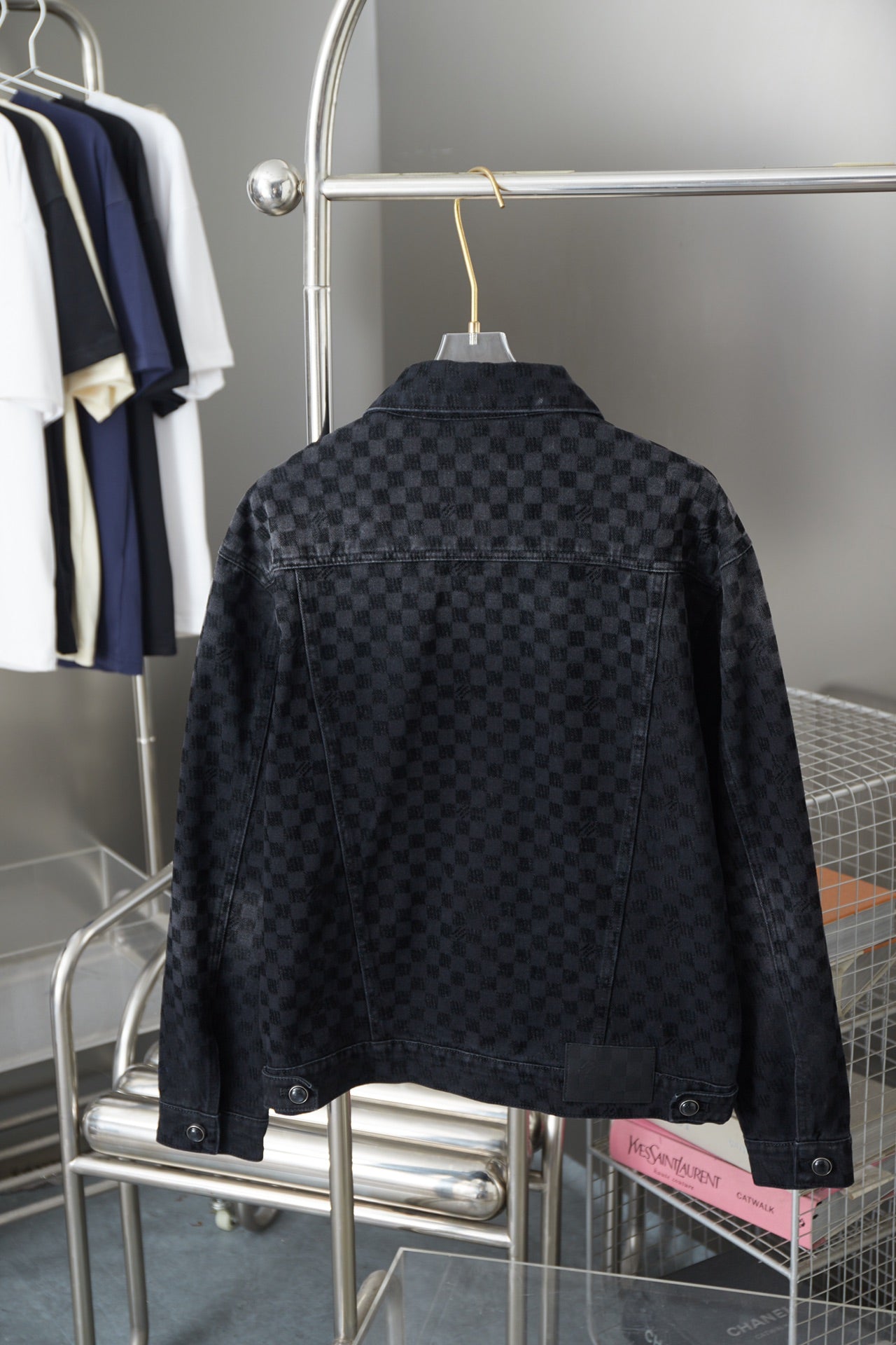 250729 New heavy-duty jacquard spray-painted denim jacket