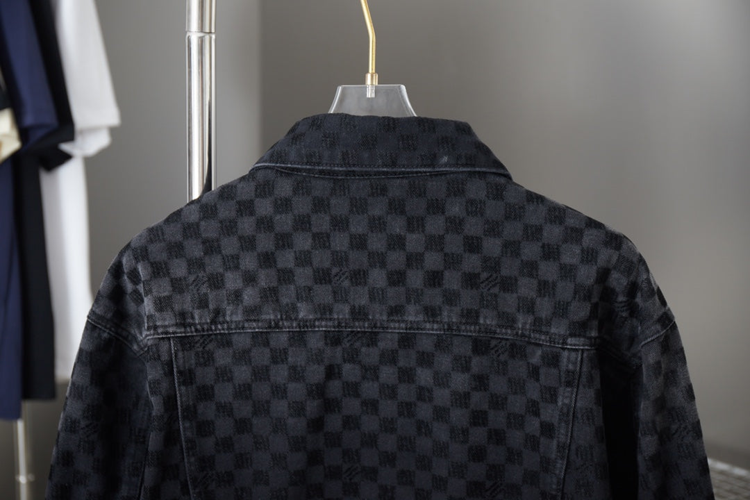 250729 New heavy-duty jacquard spray-painted denim jacket