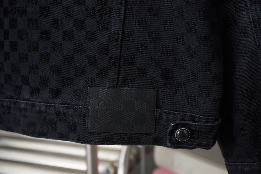 250729 New heavy-duty jacquard spray-painted denim jacket