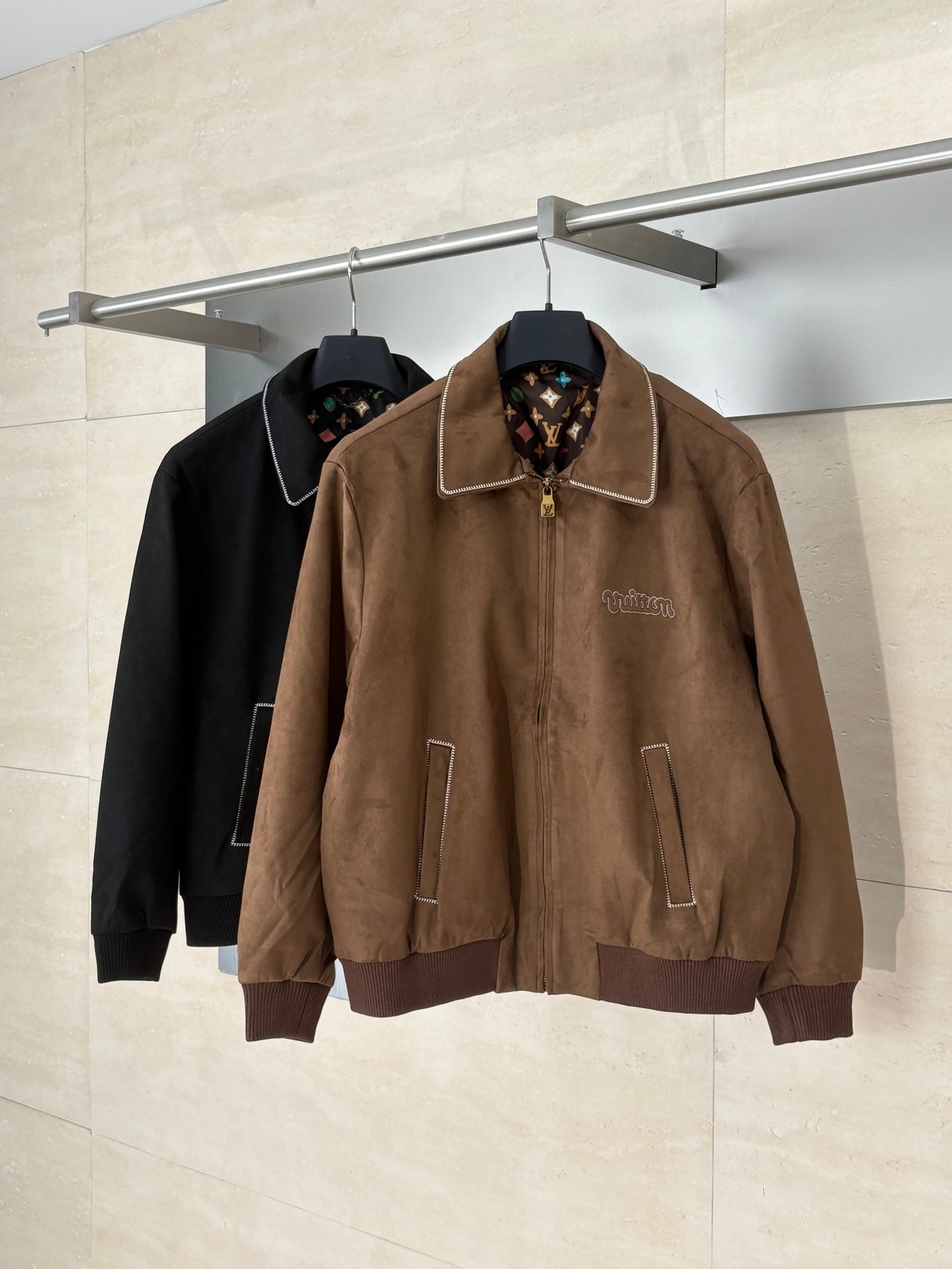 250808 New high-quality embroidered suede cowhide pilot jacket