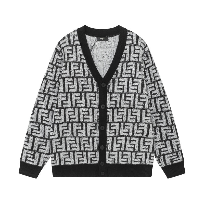 250808 New high-quality jacquard full-print cardigan sweater