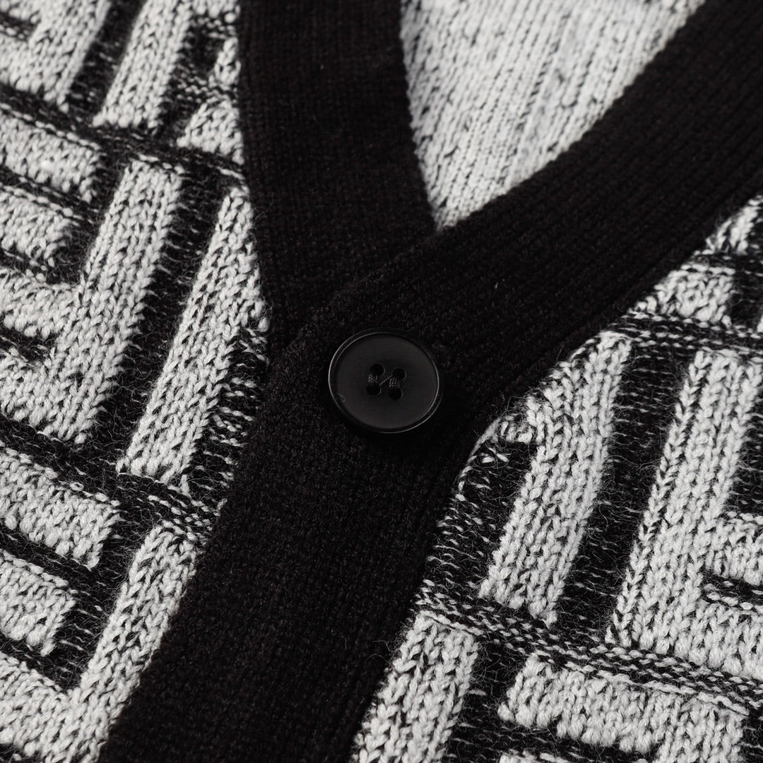 250808 New high-quality jacquard full-print cardigan sweater