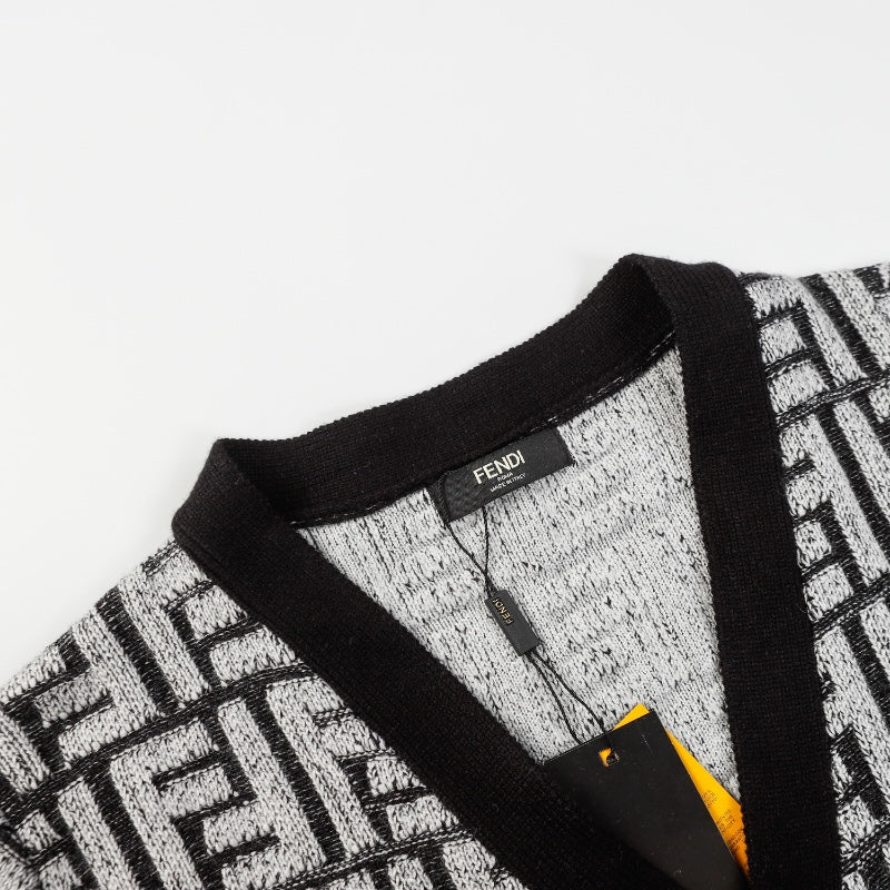250808 New high-quality jacquard full-print cardigan sweater