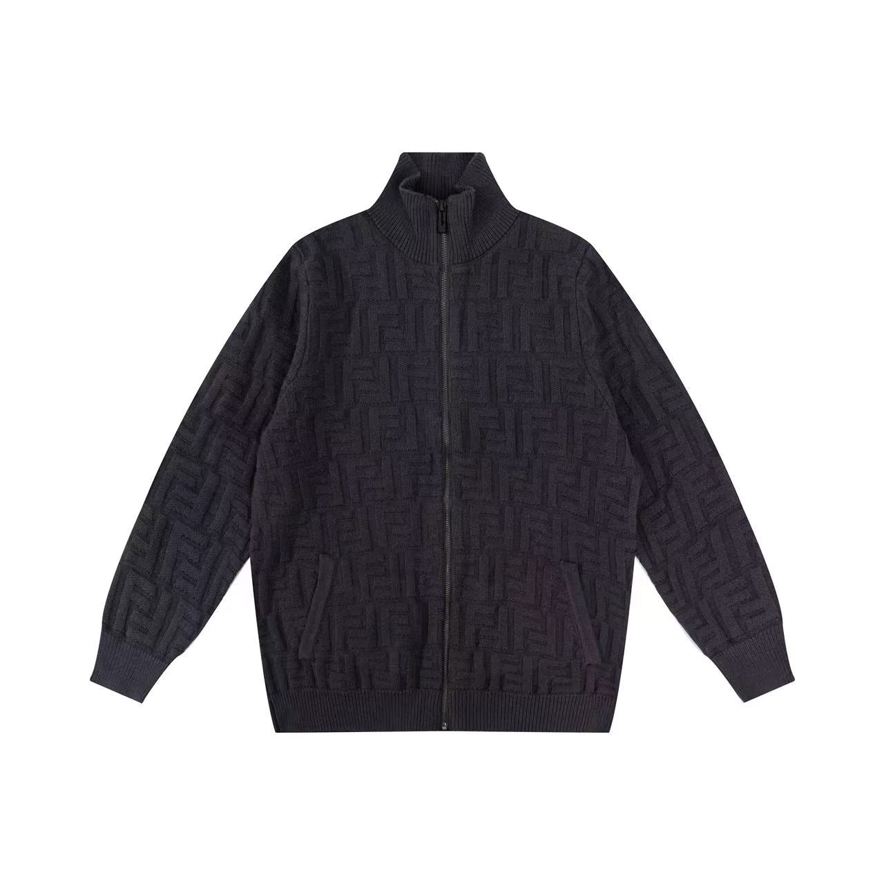 250808 A new high-quality jacquard stand-up collar sweater with distinct concave and convex patterns