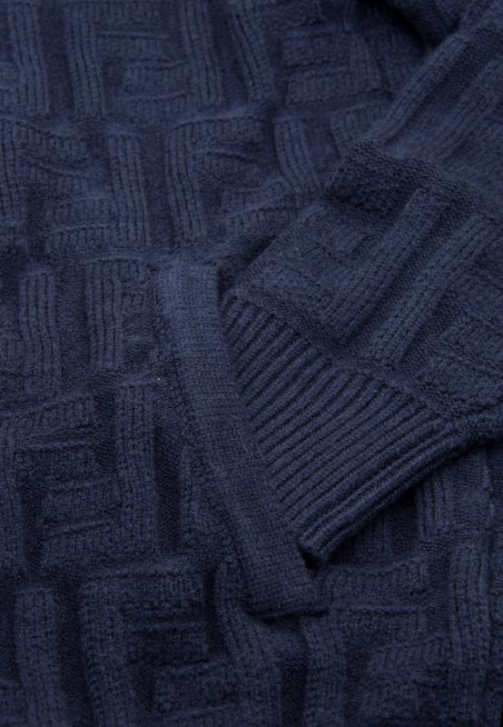 250808 A new high-quality jacquard stand-up collar sweater with distinct concave and convex patterns