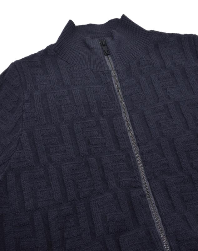 250808 A new high-quality jacquard stand-up collar sweater with distinct concave and convex patterns