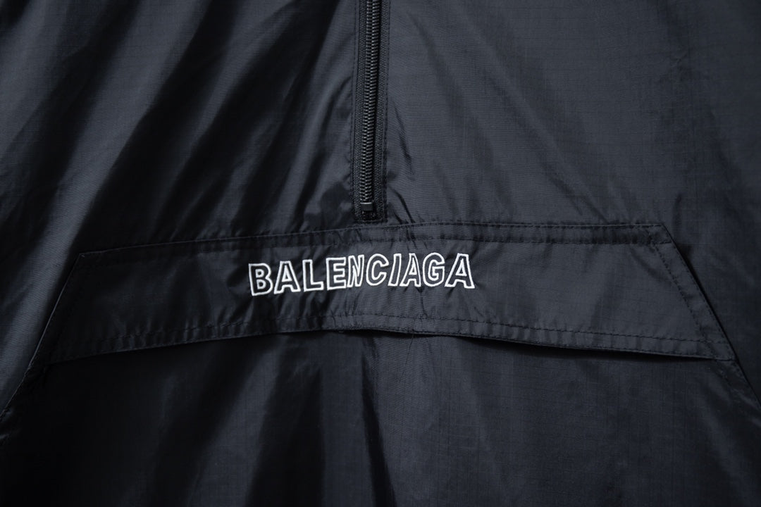 250808 New high-quality dark-checked reflective semi-zipper windbreaker jacket