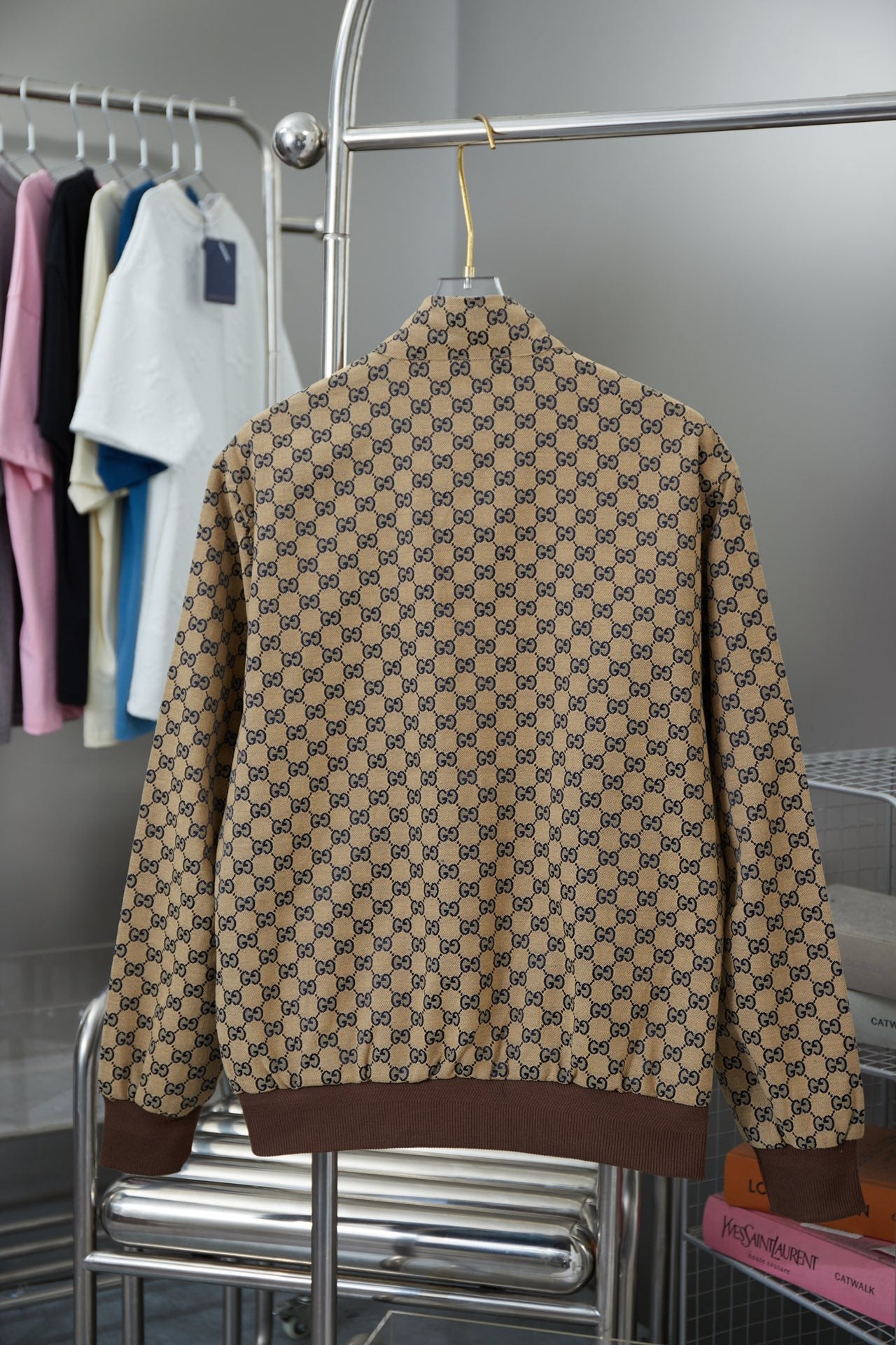 250808 New high-quality jacquard stand-up collar jacket