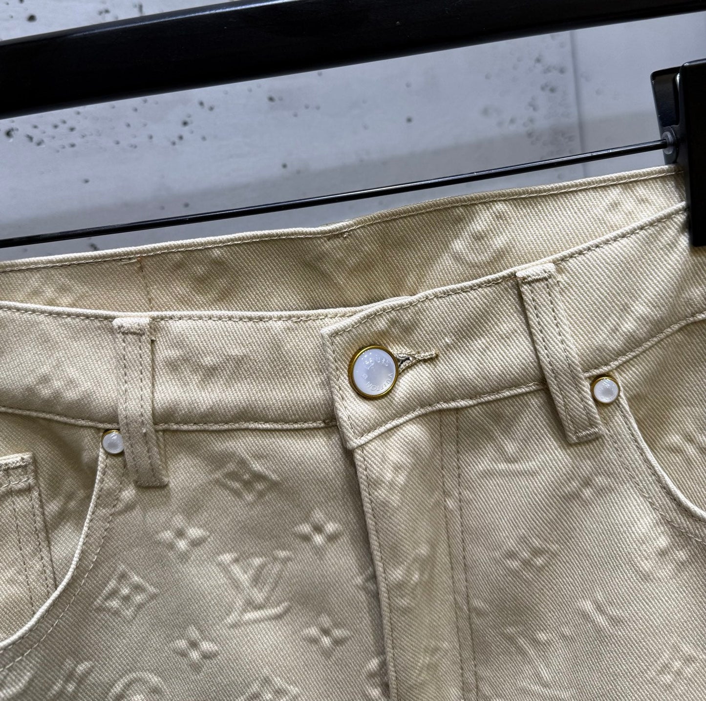 250808 The new high-quality no-iron denim set features a high version with heavy craftsmanship and full embossed embossed letters