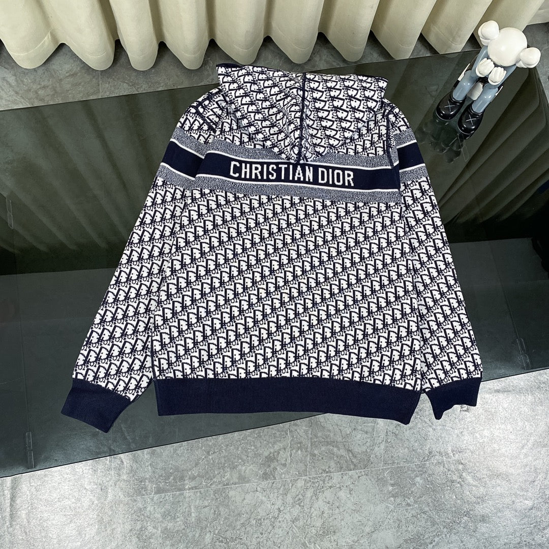 250808 A new high-quality full-printed double-sided jacquard zipper cardigan