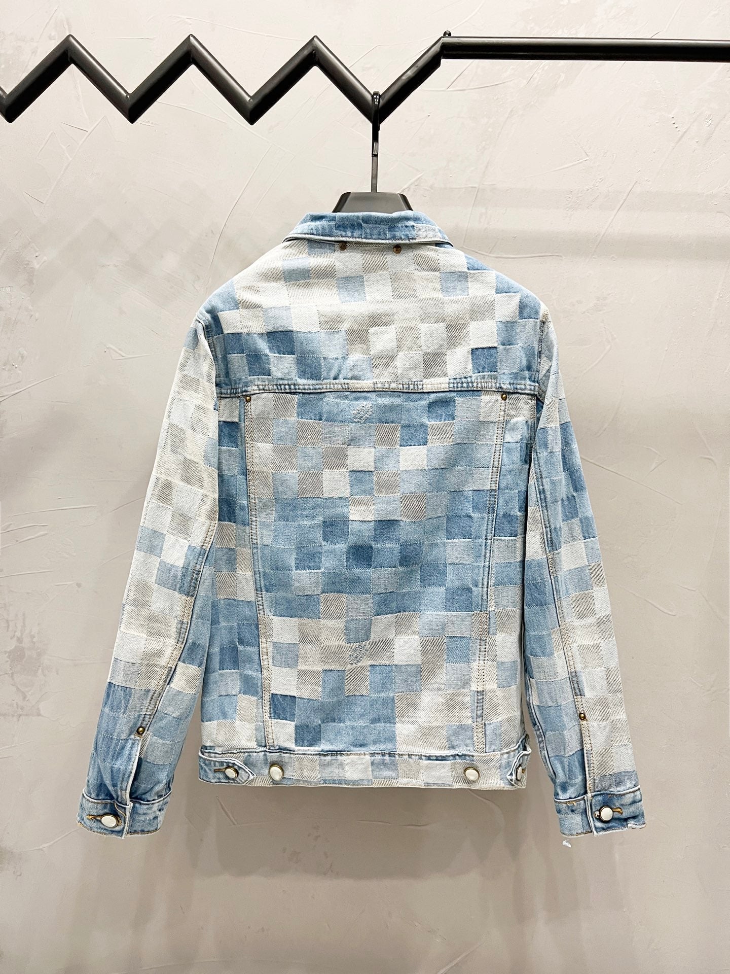 250813 A new high-quality full-print checkerboard loose denim jacket