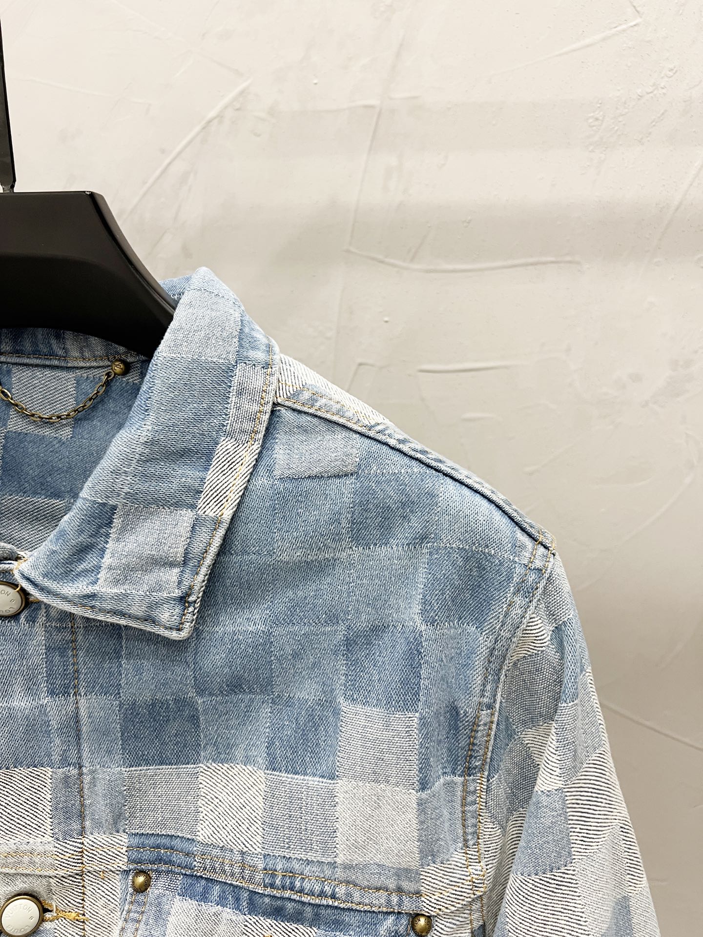 250813 A new high-quality full-print checkerboard loose denim jacket