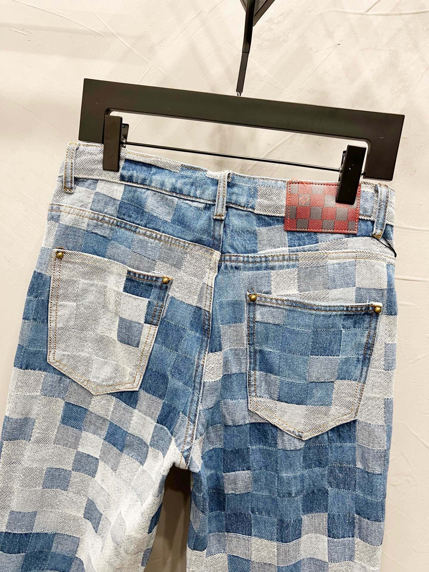 250813 New high-quality full-print checkerboard loose jeans