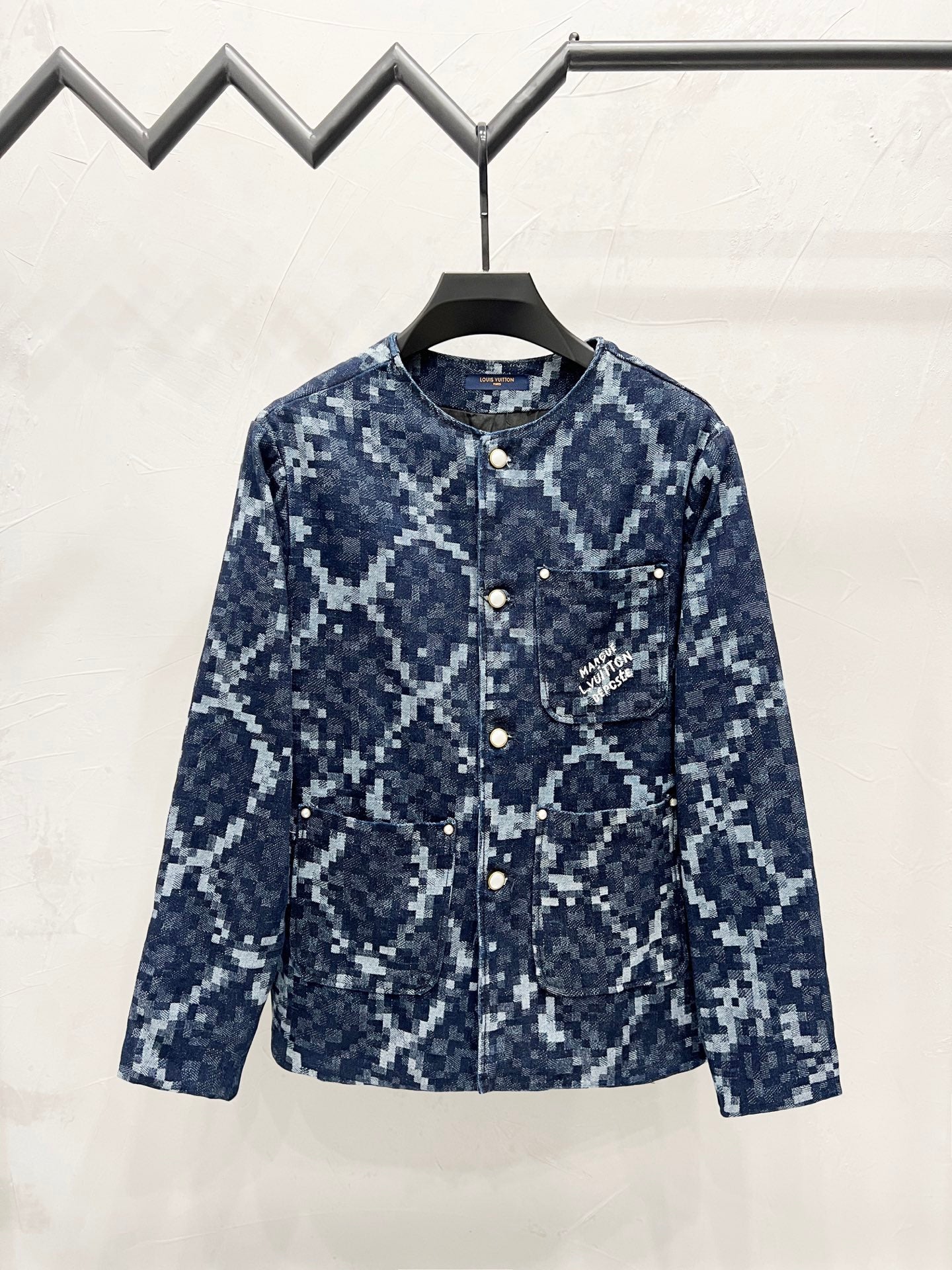 250813 New high-quality serpentine jacquard checkered denim jacket