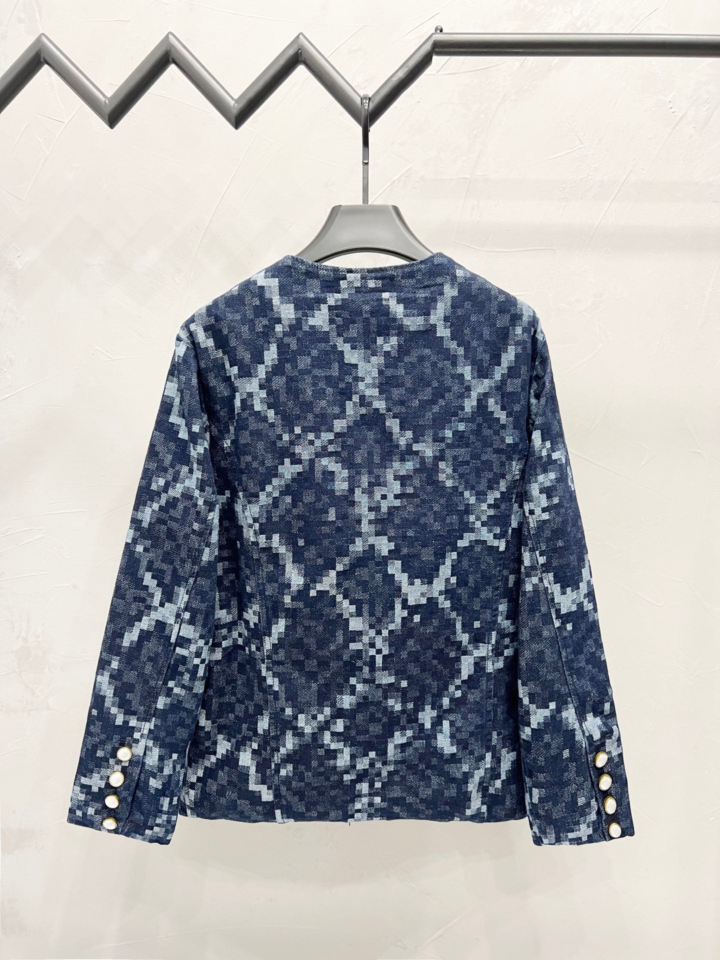 250813 New high-quality serpentine jacquard checkered denim jacket