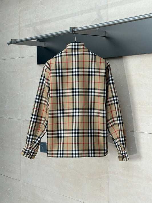 250819 A new high-quality classic checkered stand-up collar coat