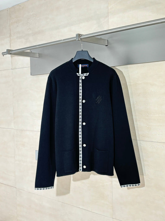 250819 A new high-quality embroidered knitted college style cardigan