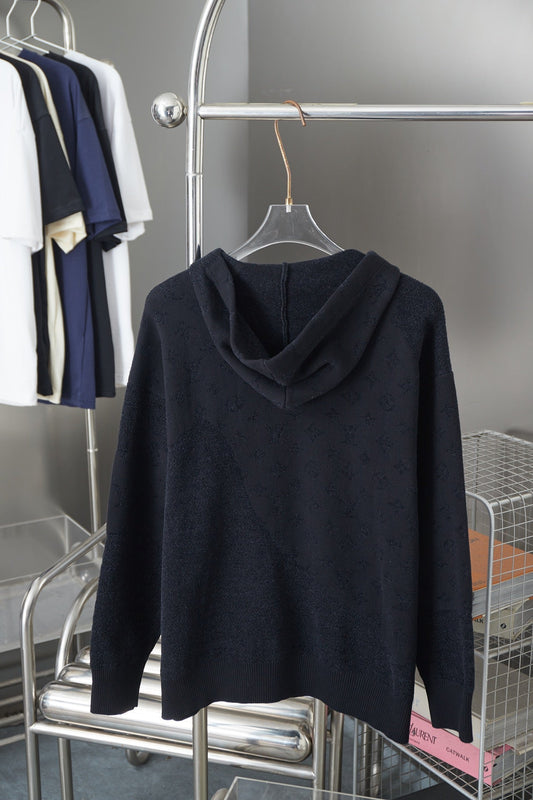 250902 New high-quality black lettered jacquard knit hood