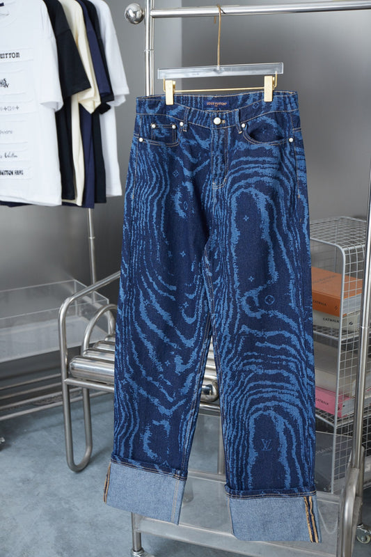 250902 New high-quality custom fabric wavy texture jeans