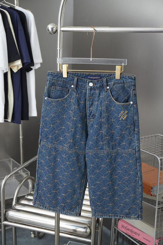 250902 New high-quality custom-made fabric round denim shorts