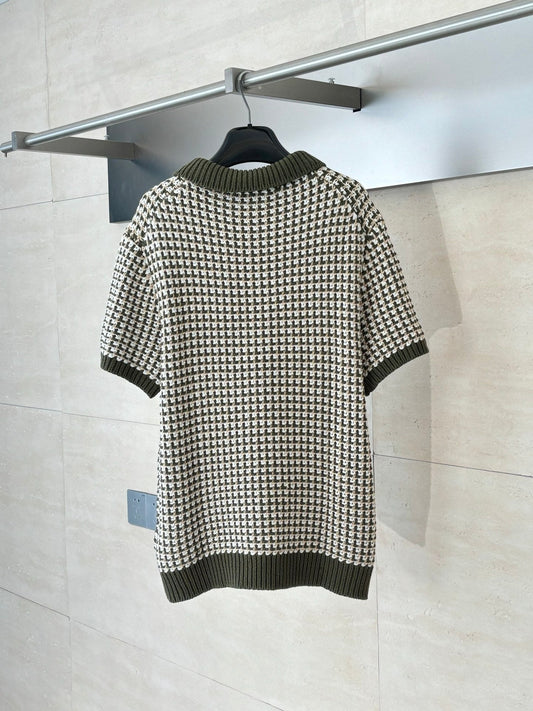 250908 New top-quality color-blocked jacquard knitted short-sleeved POLO shirt