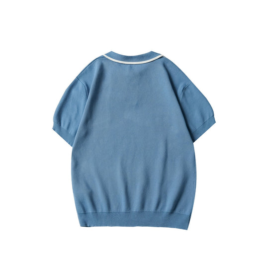 250917 New high-quality fine wool knitted Polo short-sleeved shirt