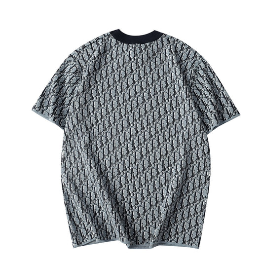 250917 New high-quality wool jacquard knitted short-sleeved shirt