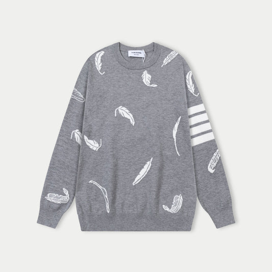 250930 New high-quality wool round-neck sweater with feather design