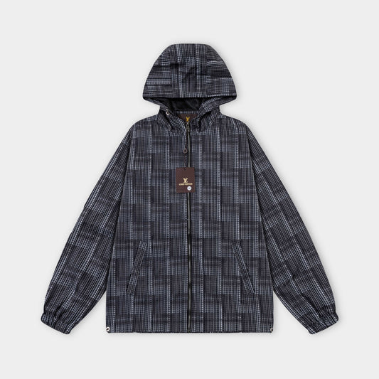 250930 new high-quality full-print checkered hooded jacket
