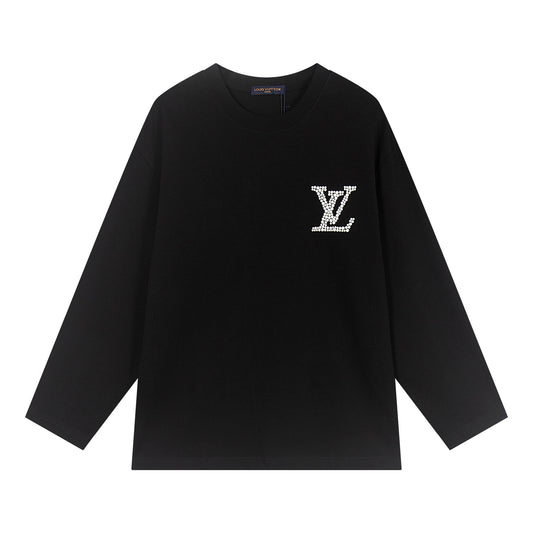 251008 New high-quality pearl grain embossed long-sleeved shirt