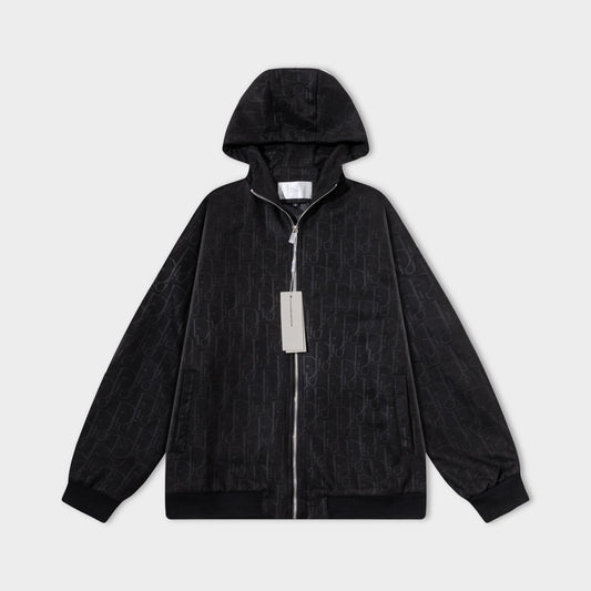 251008 New high-quality deerskin fleece hooded jacket with full embossed printing process