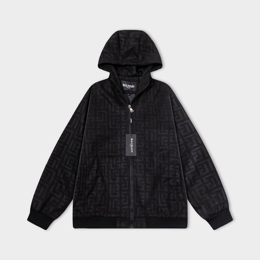 251008 New high-quality deerskin fleece hooded jacket with full embossed printing process