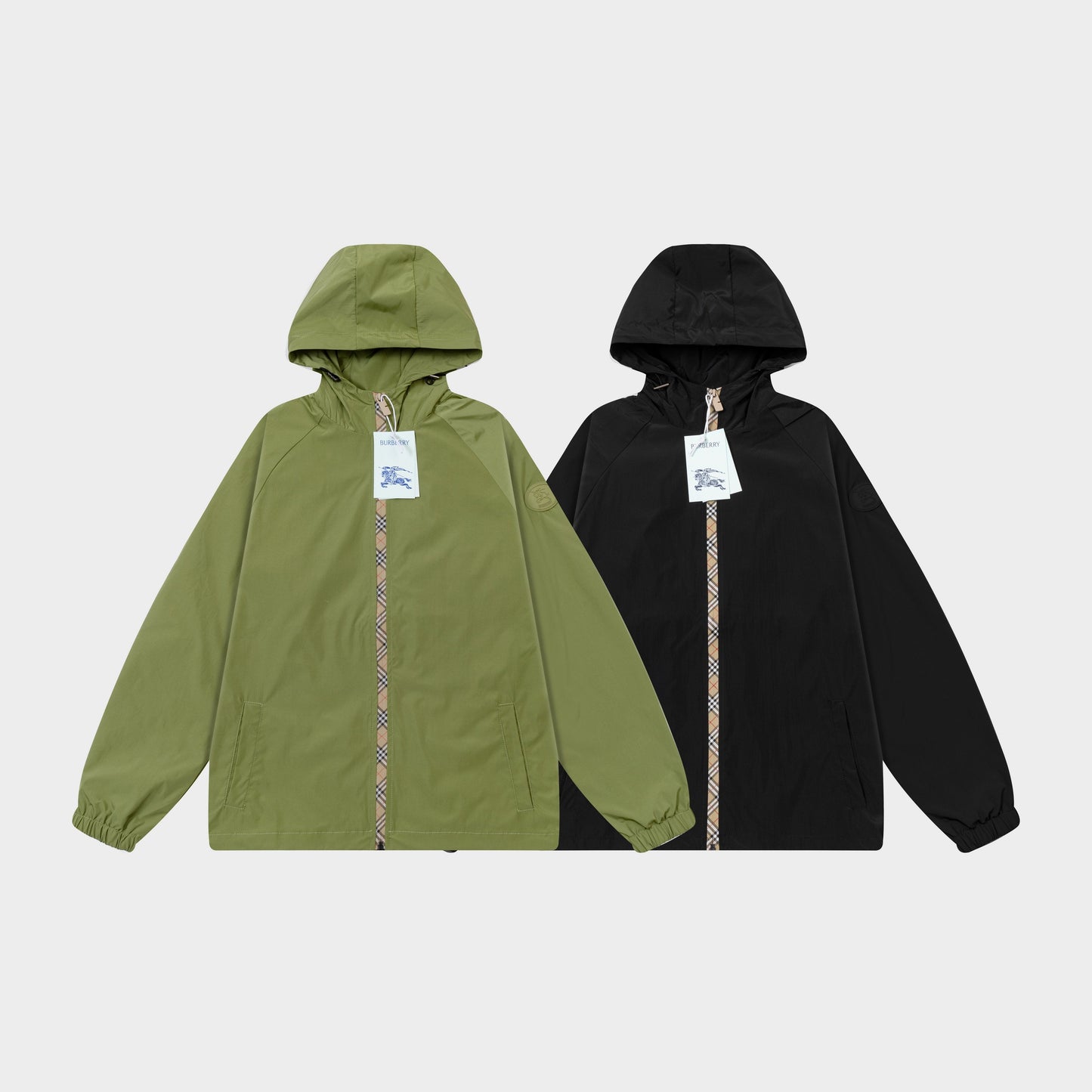 251008 New high-quality zipper patchwork hooded trench coat