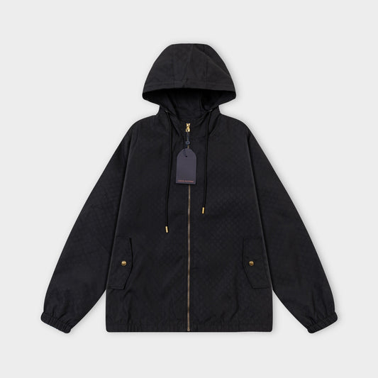 251008 New high-quality three-dimensional embossed hooded trench coat