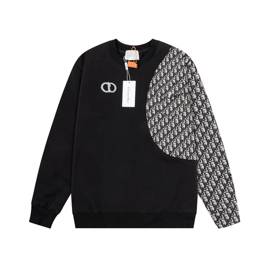 251014 A new high-quality fabric patchwork pocket round-neck sweatshirt