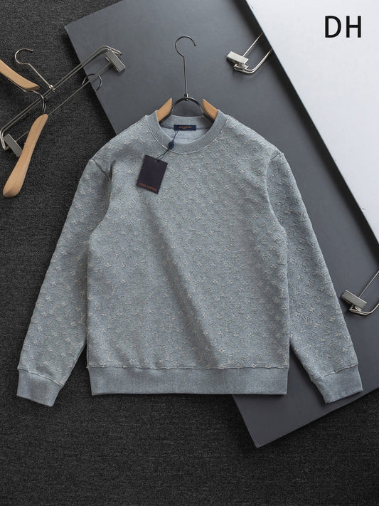 251014 A new high-quality full-body cut, embossed, letter-embroidered round-neck sweatshirt