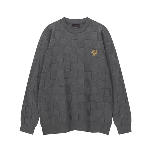 251021 New high-quality checkerboard series round-neck pullover sweater