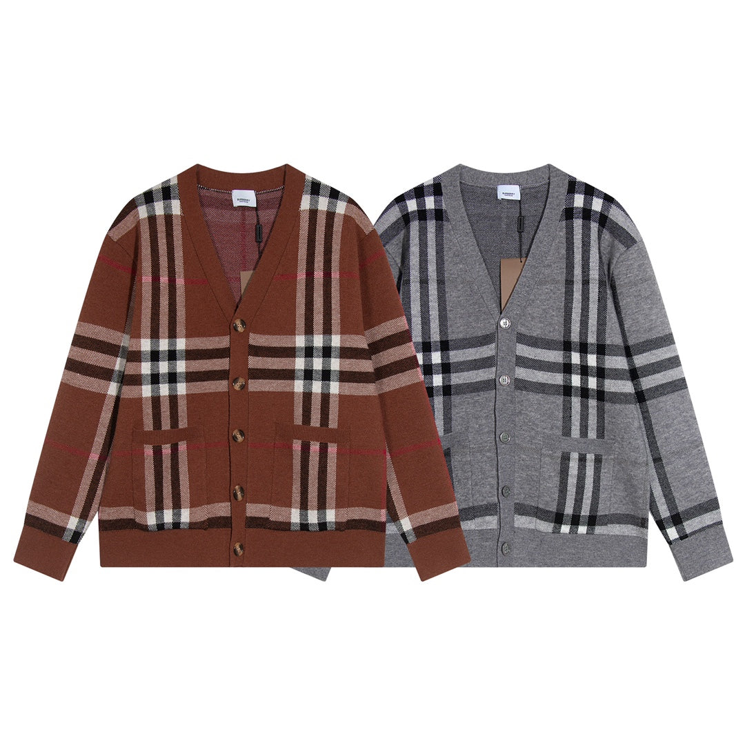 251021 new high-quality loose checkered cardigan sweater