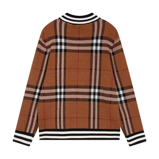 251021 New high-quality checked cashmere sweater jacket