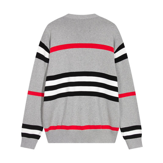 251021 New high-quality patchwork striped top V-neck sweater cardigan