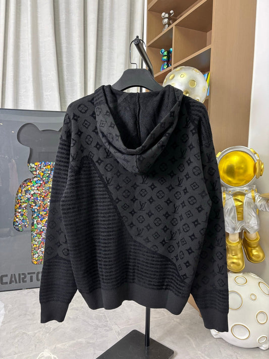 251021 New high-quality heavy-duty jacquard pure wool knitted hoodie