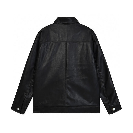251230 New high-quality dark-patterned all-leather baseball jacket