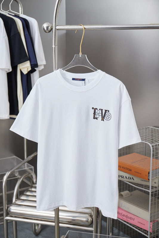 251230 New high-quality colored hollow embroidered LV letter T-shirt