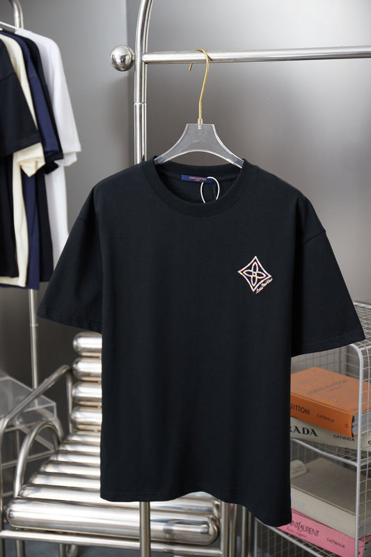 260106 New high-quality embroidered colored hollow embroidery T-shirt