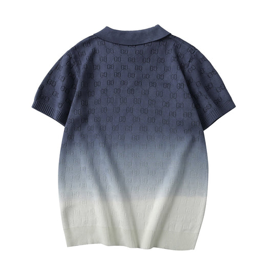 260106 New high-quality gradient lapel Polo short-sleeved knit POLO