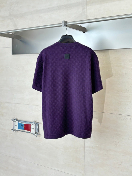 260106 New high-quality checkered 1854 embroidered cotton knitted T-shirt