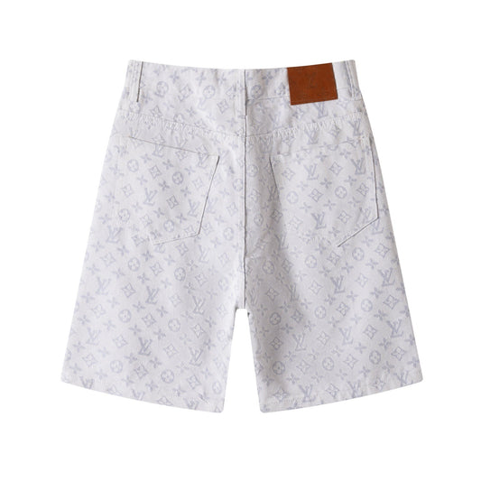 260113 New high-quality washed full-print denim shorts