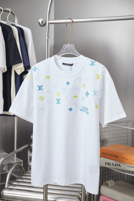 260113 New high-quality color-block embroidered T-shirt